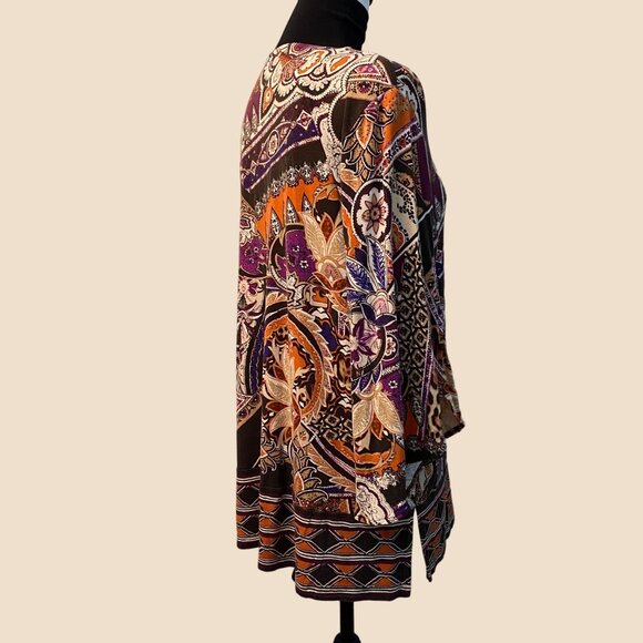 Chico's Size 2 Paisley Print Tunic with Bell Sleeves - Picture 2 of 8